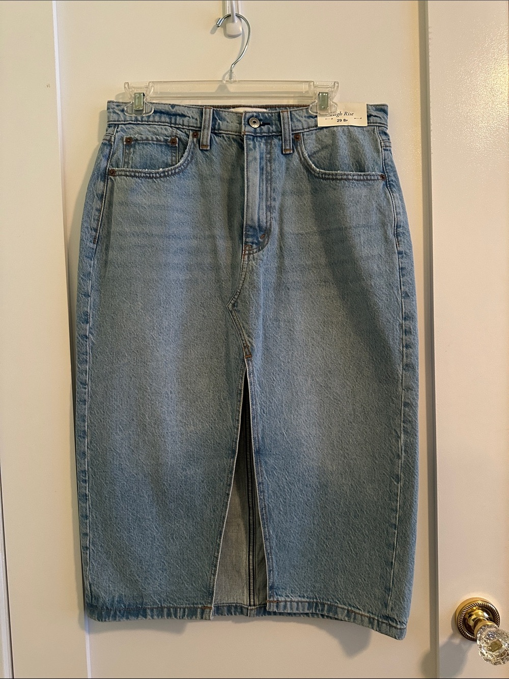 Abercrombie & Fitch Light Blue Denim Midi Skirt